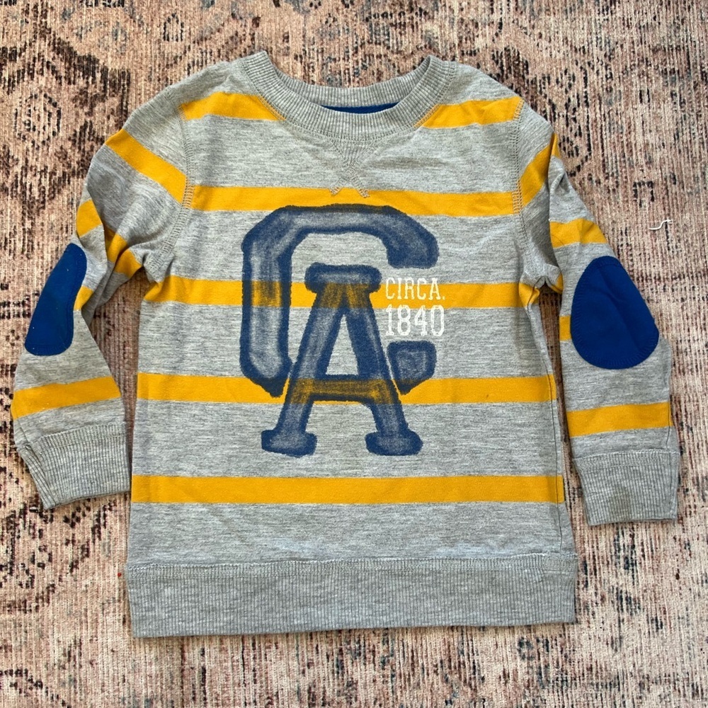 Cherokee Gray and Yellow Striped Kids Tee with Blue Accents